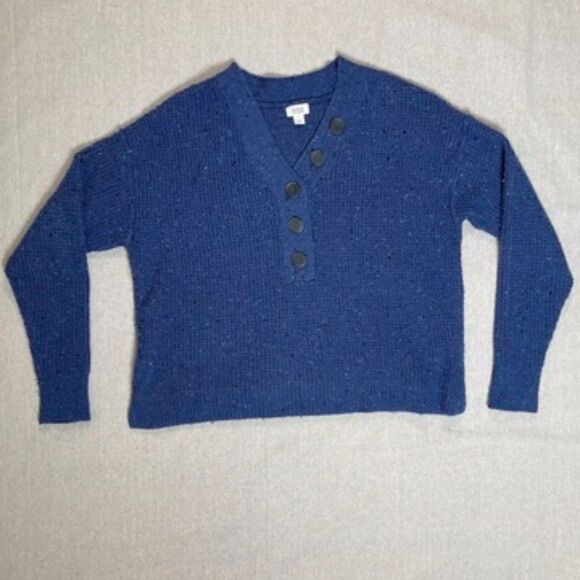 a.n.a - A New Approach | Blue Y-Neck Long Sleeve Pullover Sweater | Small - Picture 4 of 11